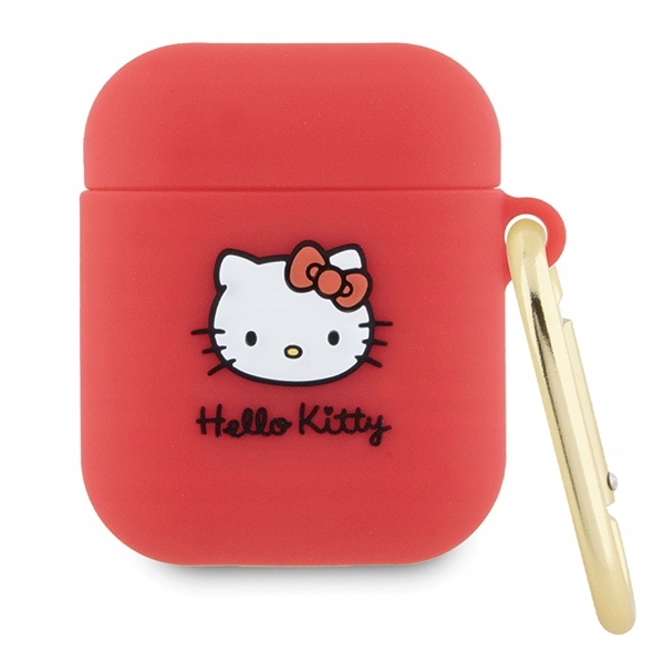 Pokrowiec na AirPods 1/2 w kształcie głowy Hello Kitty fuksjowy silikon