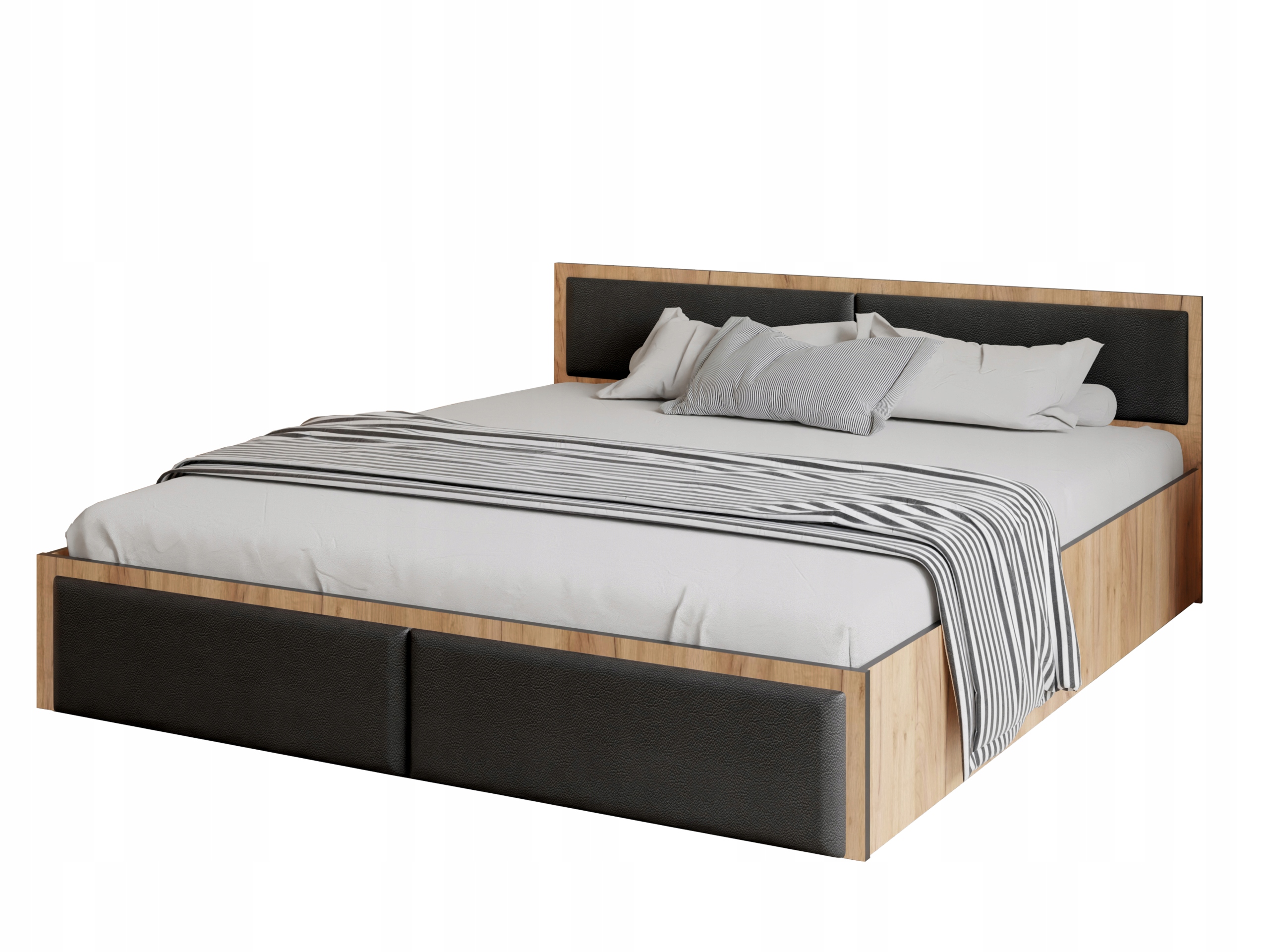 Lůžko Dior Costa 160 dub craft zlatý 2x dvojitý panel z eko kůže