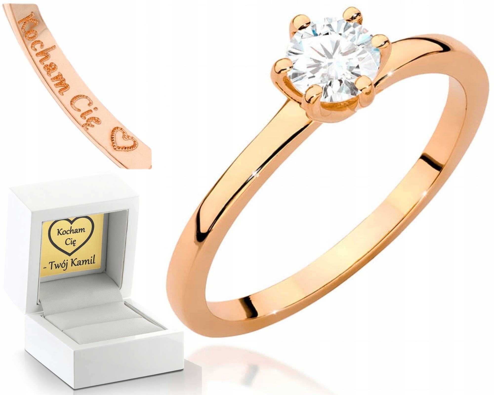 Růžové Zlato Prstýnek S Briliantem 585 Gravírování Bonus