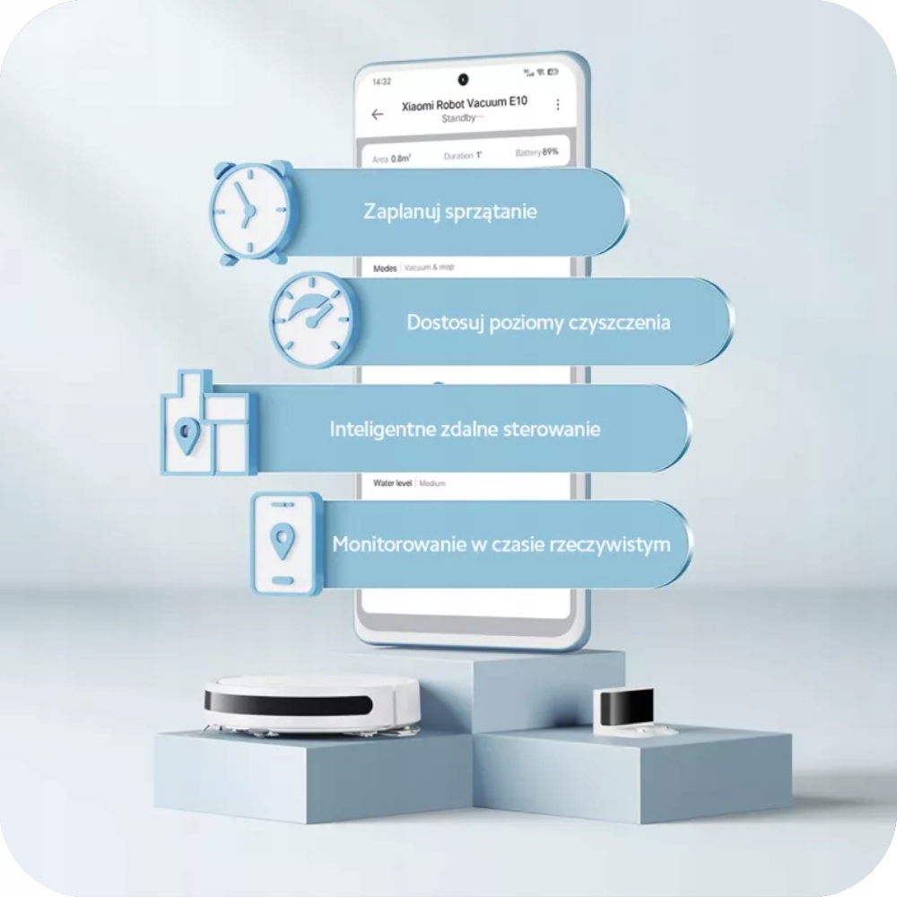 ROBOT SPRZĄTAJĄCY XIAOMI MI VACUUM MOP ODKURZACZ Moc 34 W