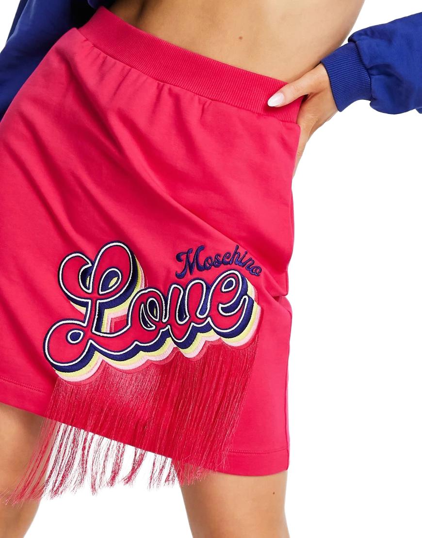 Love Moschino Růžová Mini Sukně S Logem Střapce 40