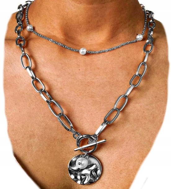 

naszyjnik Damski choker multi łańcuch perły boho