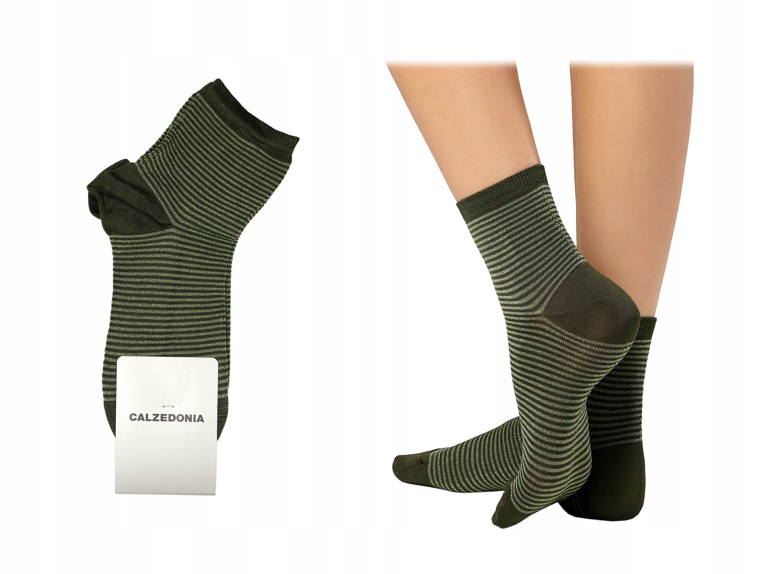 

Calzedonia skarpetki zielone paski