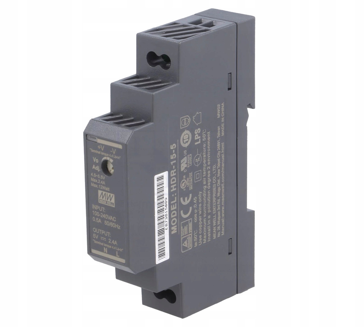 Zasilacz na szynę Din 15W HDR-15-5 Meanwell 5V