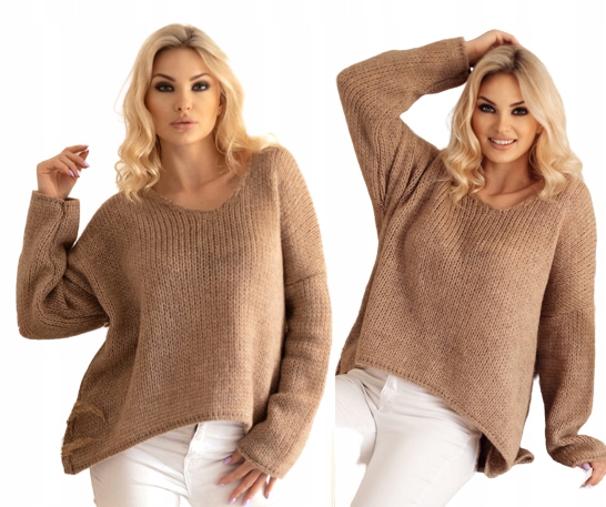 Měkký volný asymetrický dámský oversize svetr