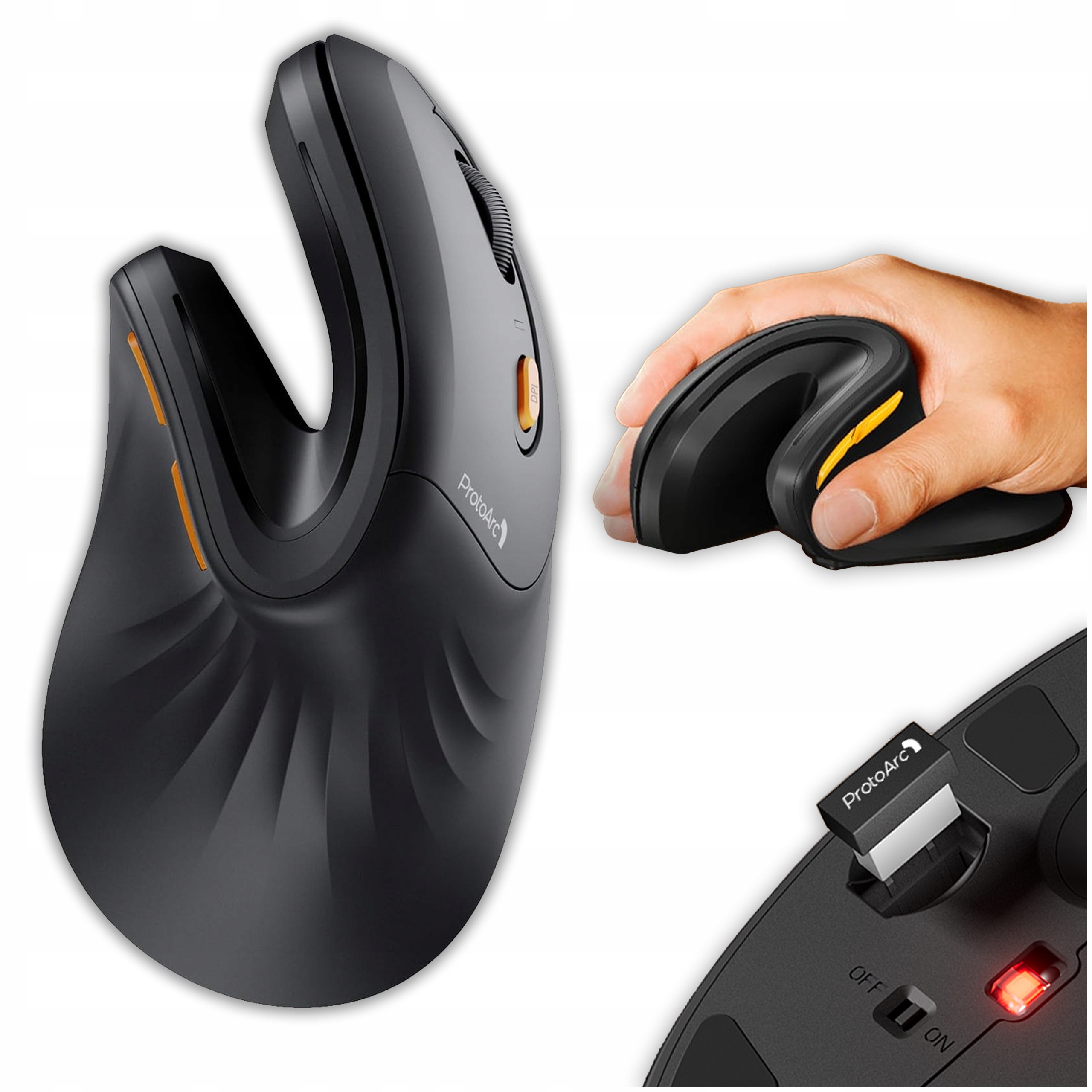 Mysz Bezprzewodowa ProtoArc EM11 El Pionowa Ergonomiczna Bluetooth Usb 2.4G