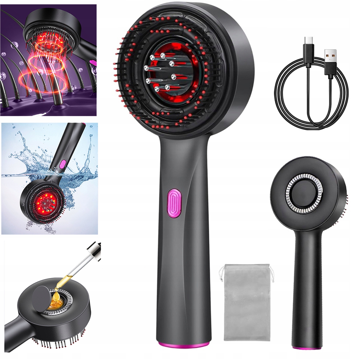 Elektrický Hřeben Pro Masáž Pokožky Hlavy S Automatickým Vypnutím