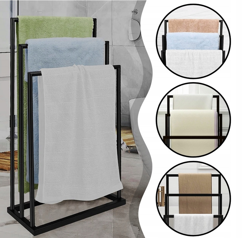 STOJAK NA RĘCZNIKI WIESZAK METALOWY WOLNOSTOJĄCY LOFT ŁAZIENKOWY 3 POZIOMY Marka Physa