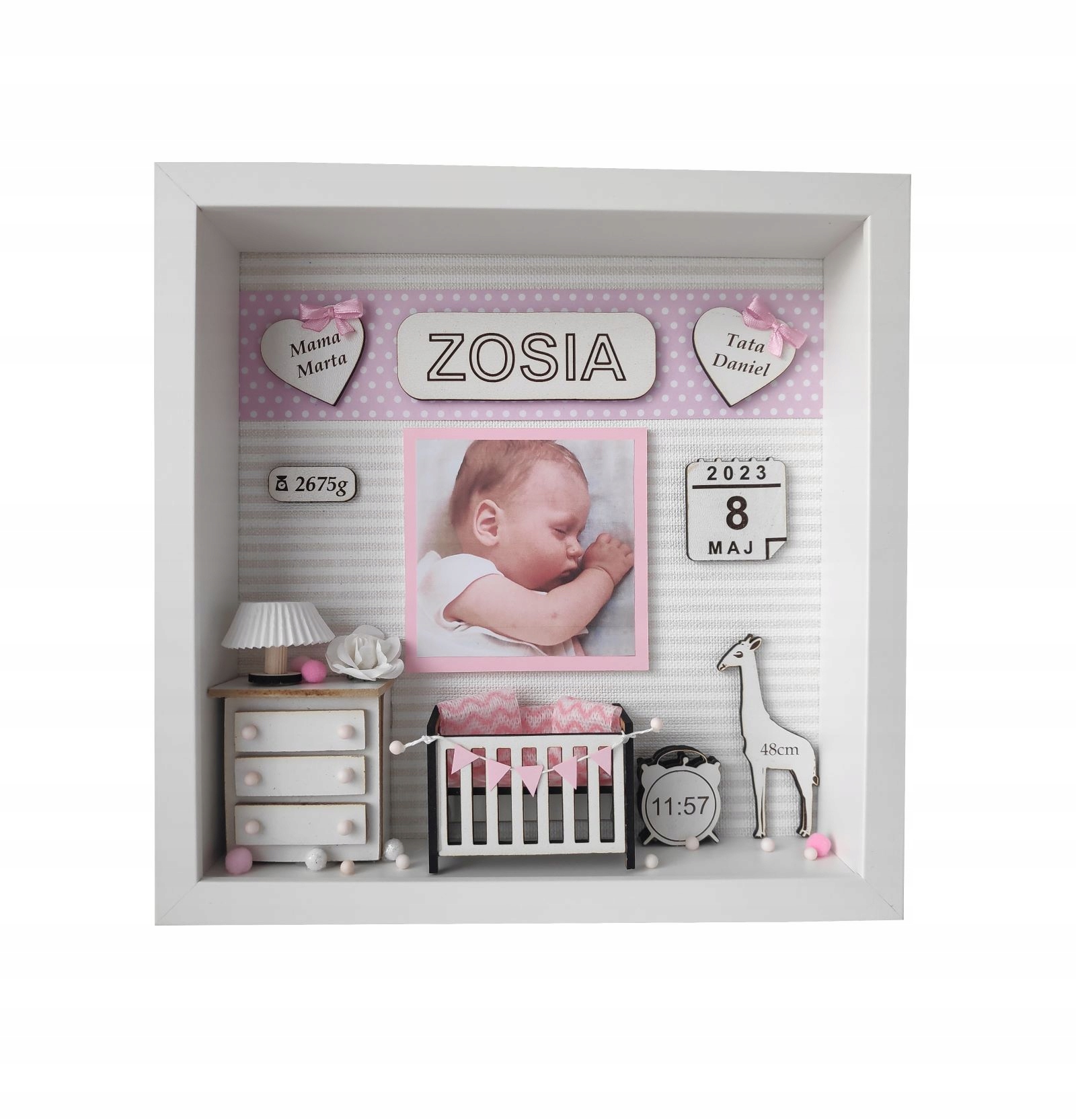 METRYCZKA 3D RAMKA NA ZDJĘCIE PREZENT CHRZEST PAMIĄTKA CHRZTU ŚWIĘTEGO Marka inna