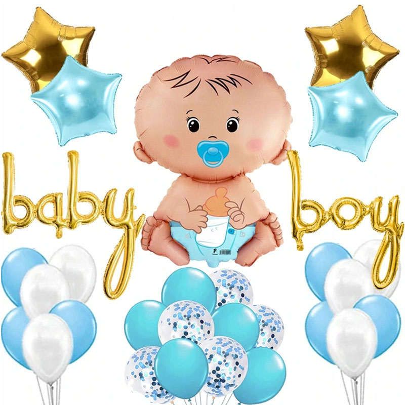 BALONY BABY SHOWER CHŁOPIEC ROCZEK CHRZEST