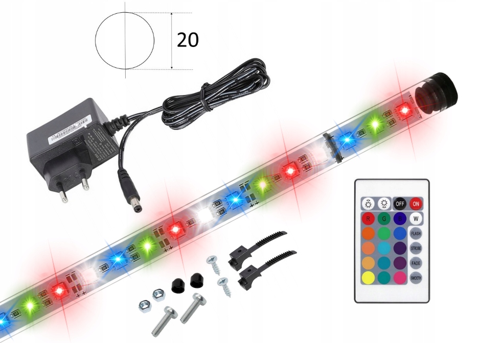 Levně Led Rgb akvárium s dálkovým ovládáním 160 cm a fi20