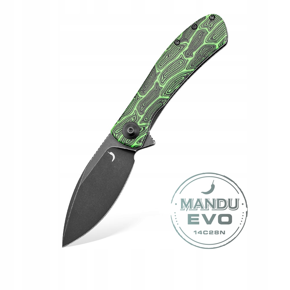 Nůž Trollsky Knives Mandu Evo Liner Lock 14C28N Green Turtle G10
