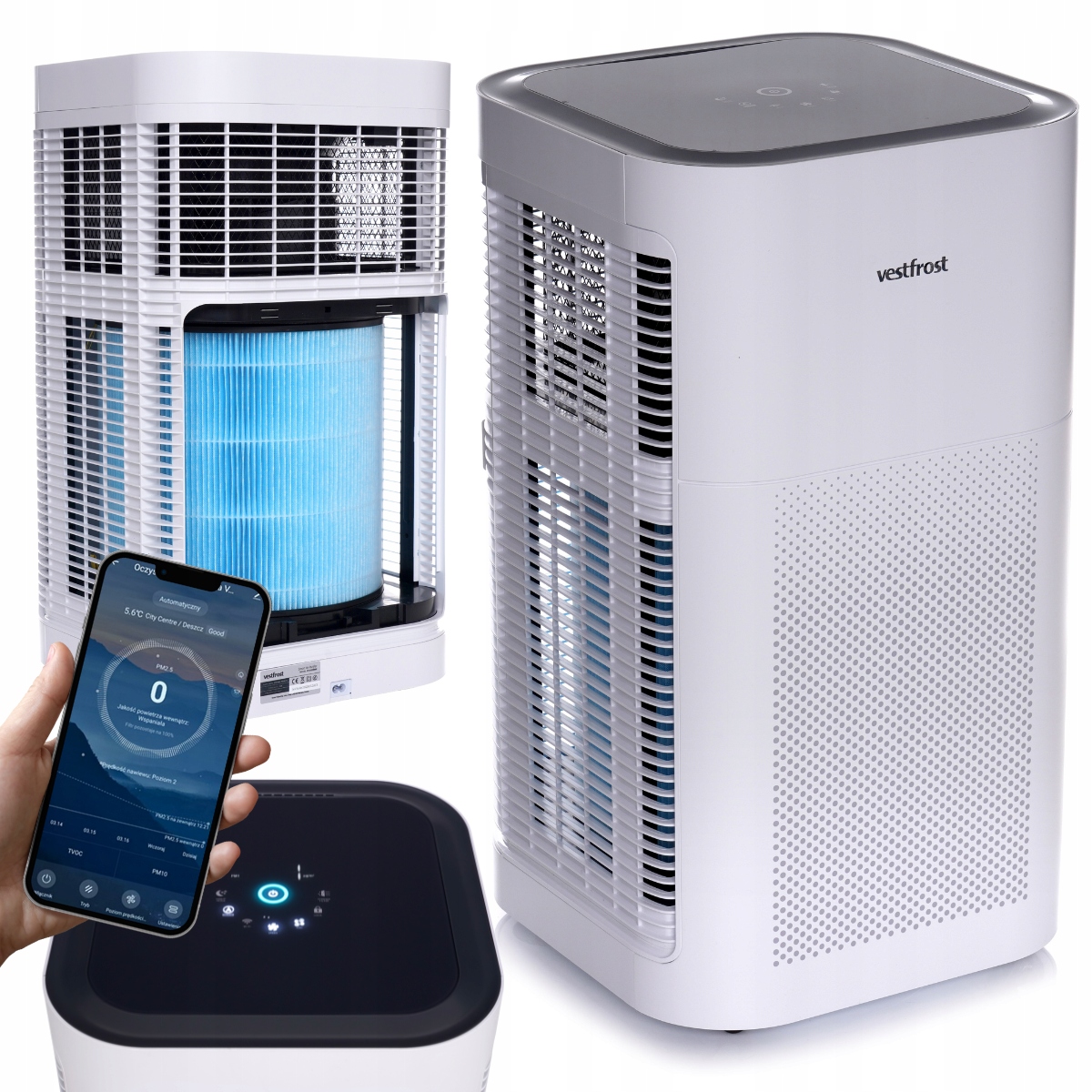 Oczyszczacz powietrza Vestfrost VP-A1S70WH 80m2, czyste powietrze
