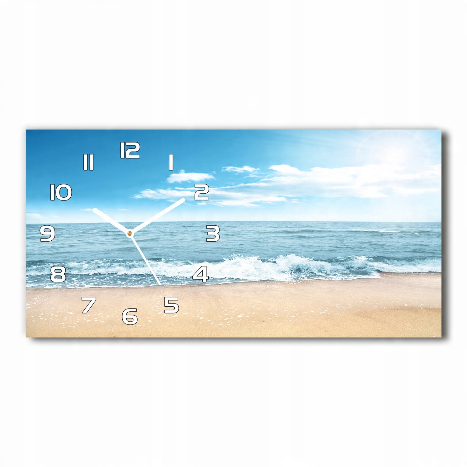 

Szklany cichy zegar ścienny do salonu Plaża 60x30