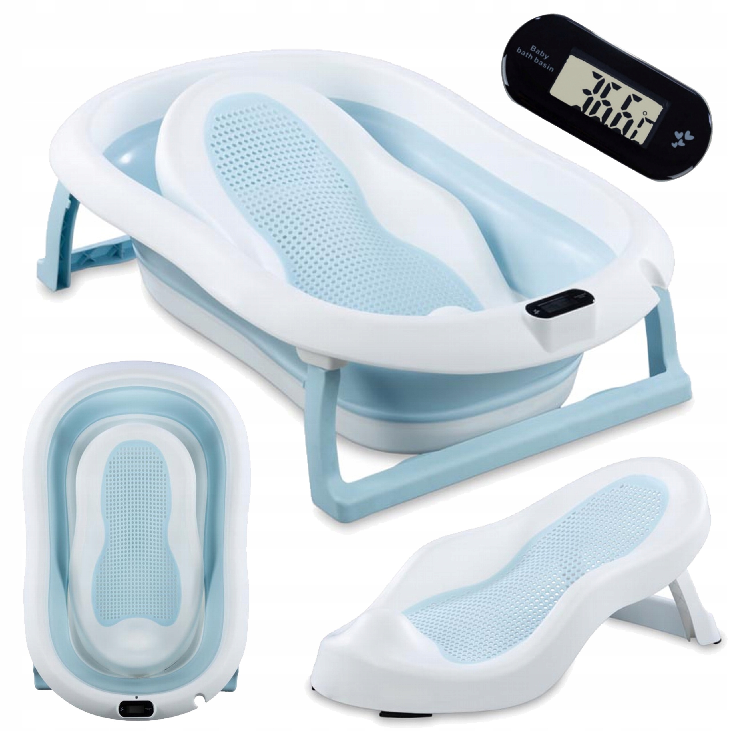 Wanienka Składana Z Termometrem LCD Fotelikiem Leżaczkiem Bath&care To-ma