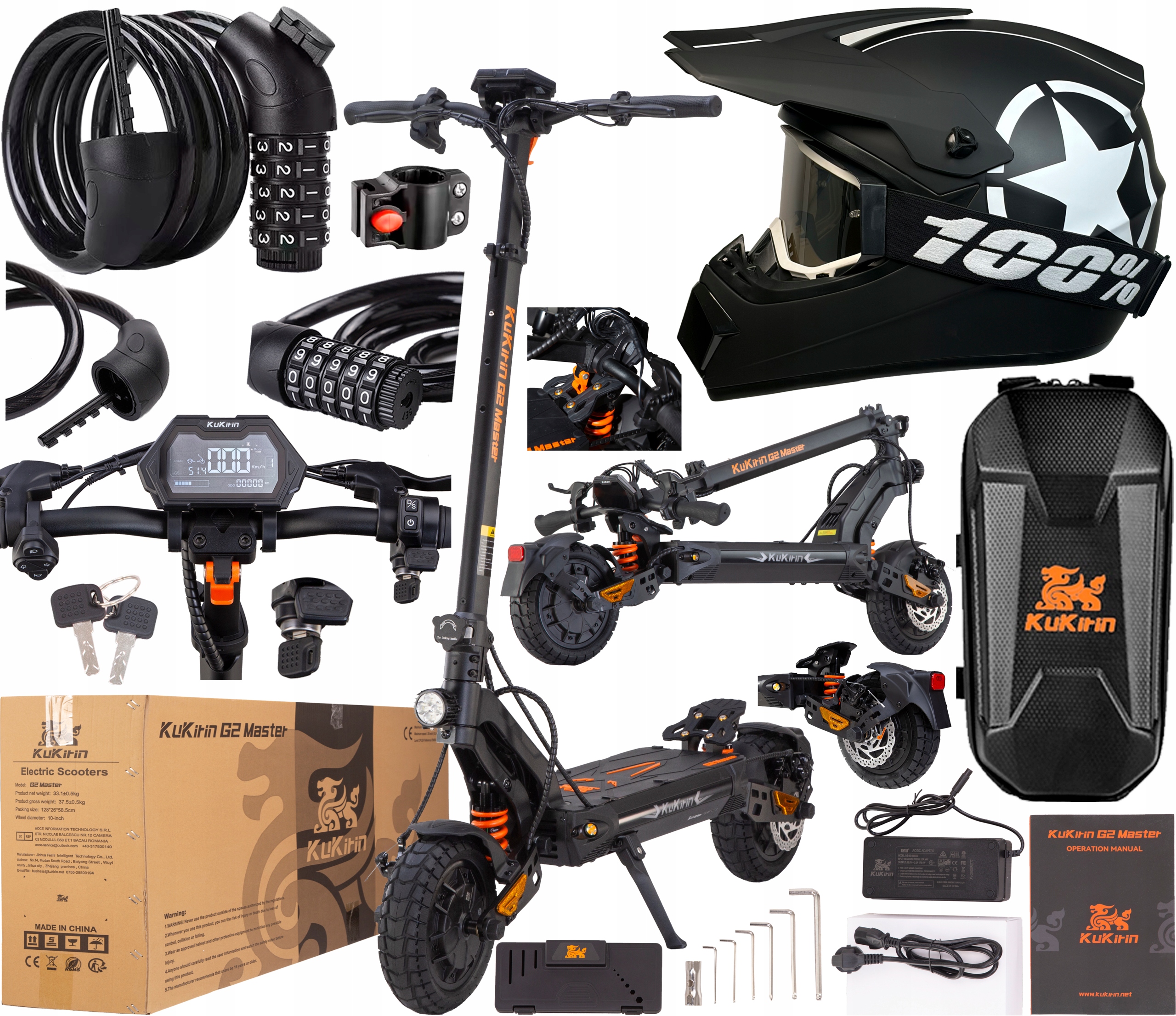 KuKirin G2 Master Pojazdy elektryczne 2400W 52V 20,8AH 60KM/H 10"