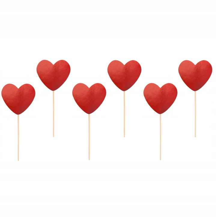 Toppery Pikery na Tort Babeczki Serce Serca Czerwone 6 szt. Walentynki