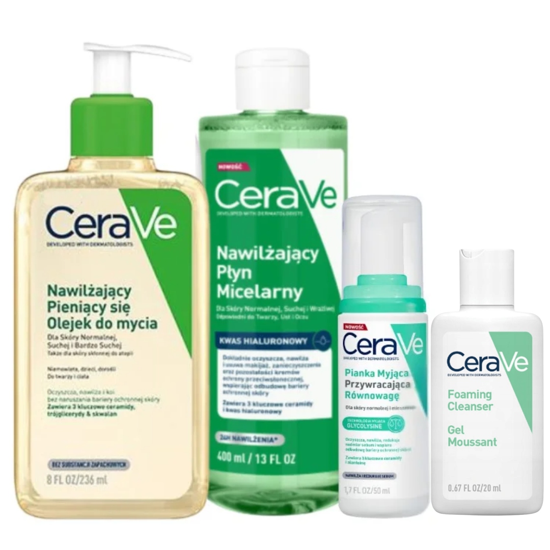 CeraVe Nawilżający płyn micelarny 400ml Nawilżający olejek do mycia 236ml
