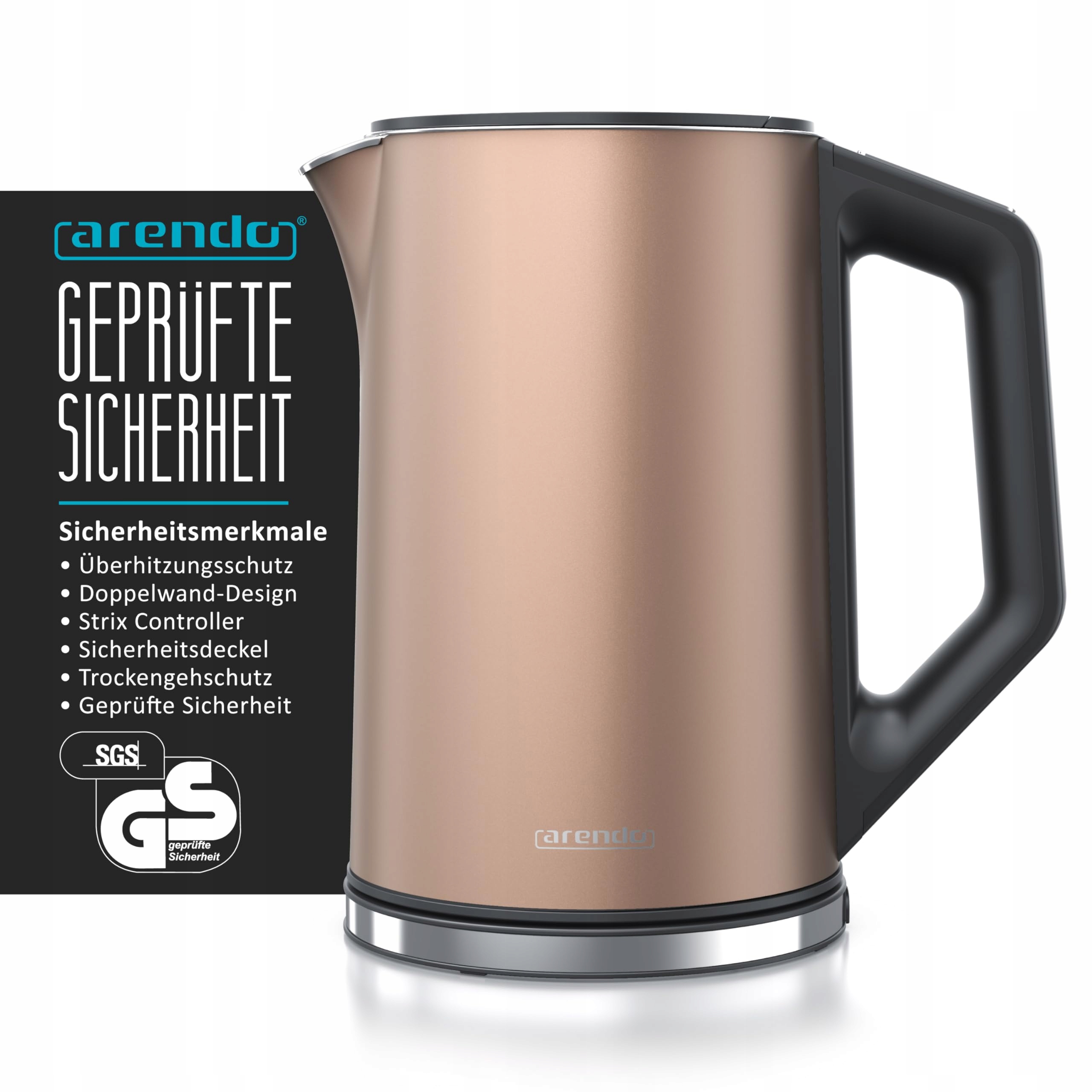 ARENDO Czajnik Elektryczny Stalowy 1,5L 2200W Regulacja Temperatury 40-100C — miniatura 2