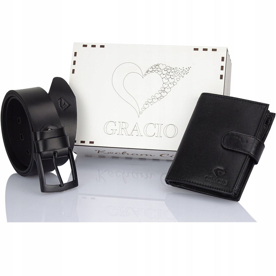 Pánský kožený set černý Pásek peněženka Dárek