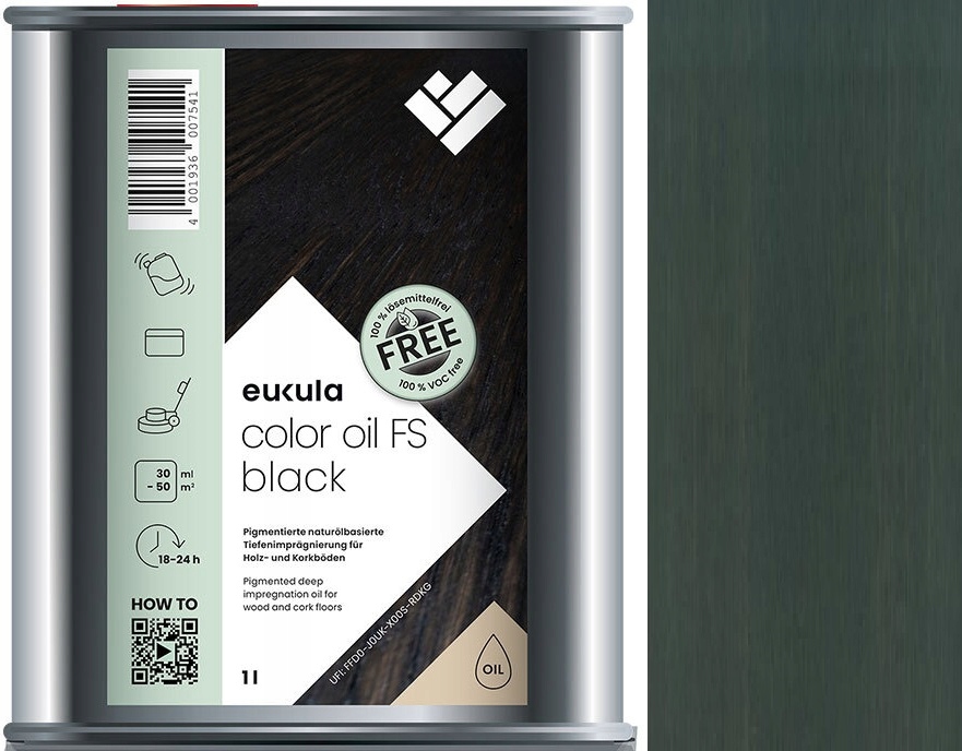 Eukula Color Oil Fs Black Černý barvicí olej na dřevo 1L