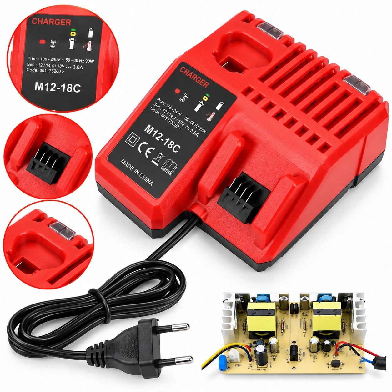 Náhradní nabíječka Milwaukee M12-18FC Pro Nabíječku M12 M18 Akumulátory