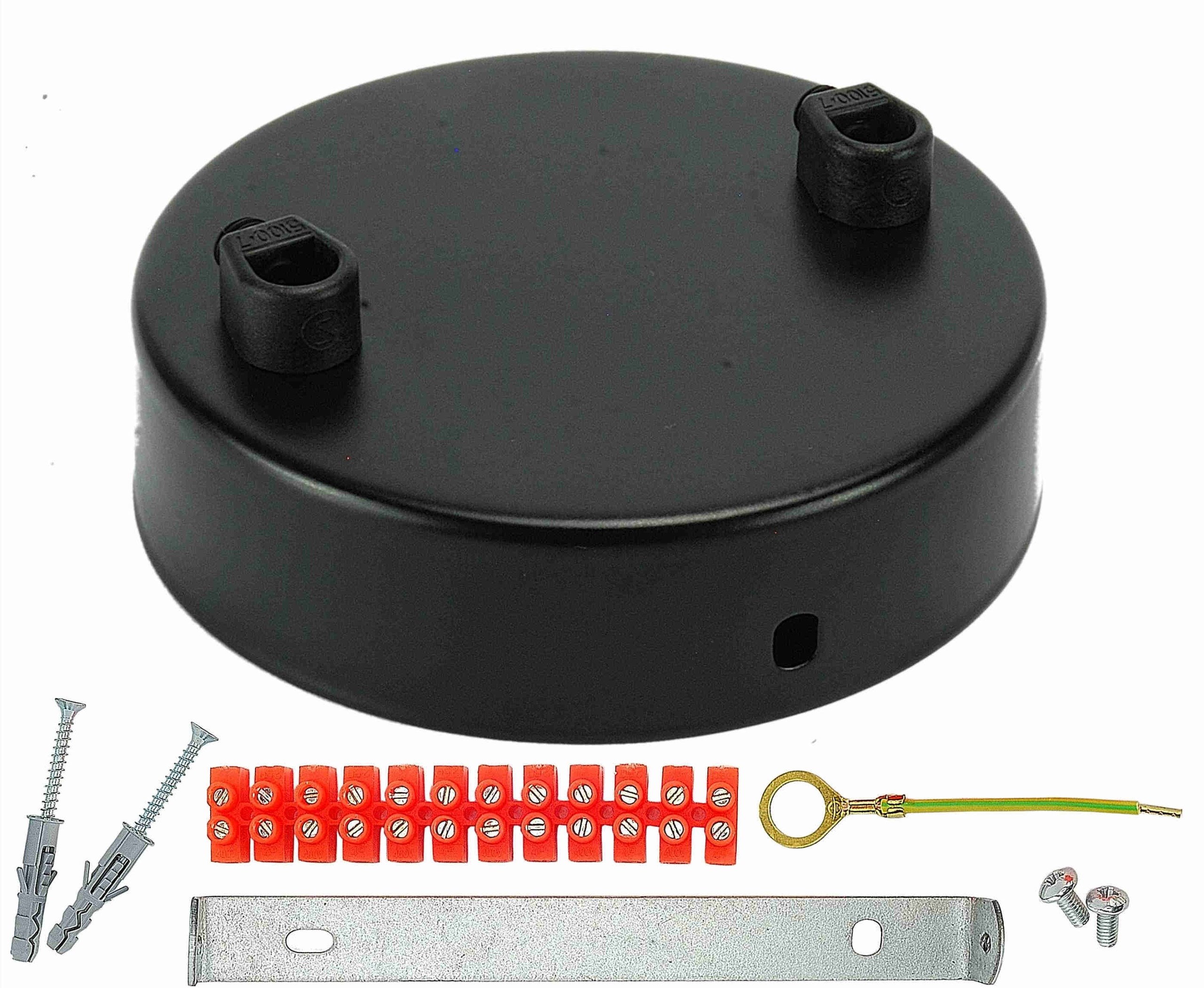 

czarna rozeta podsufitka 2 puszka lampa pająk Loft