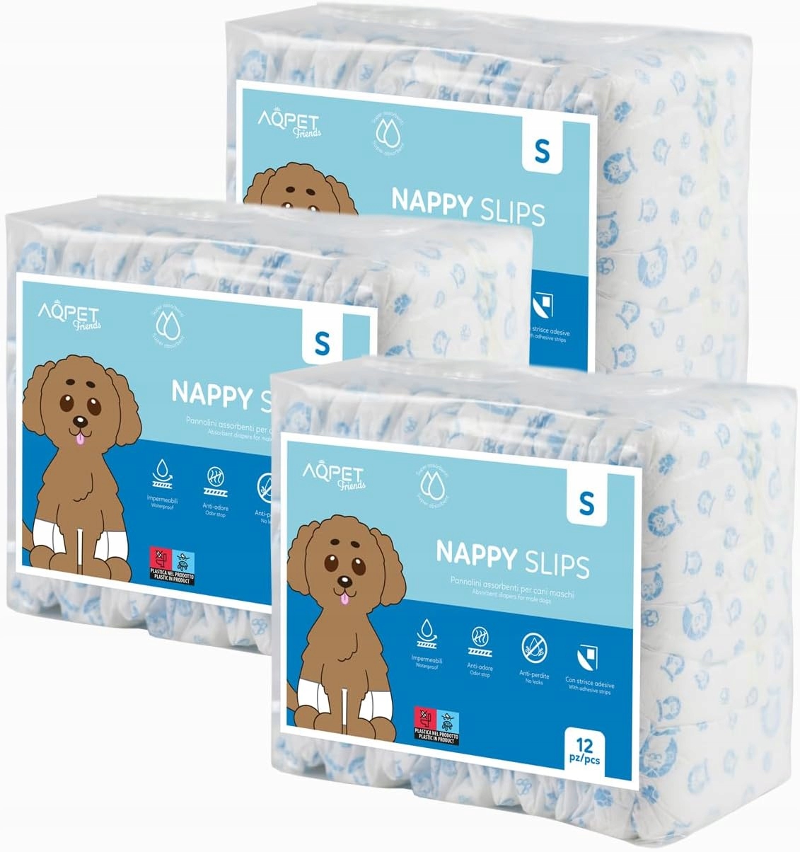Levně Aqpet hygienické plenky pro psy mužského pohlaví s nastavitelným uzávěrem