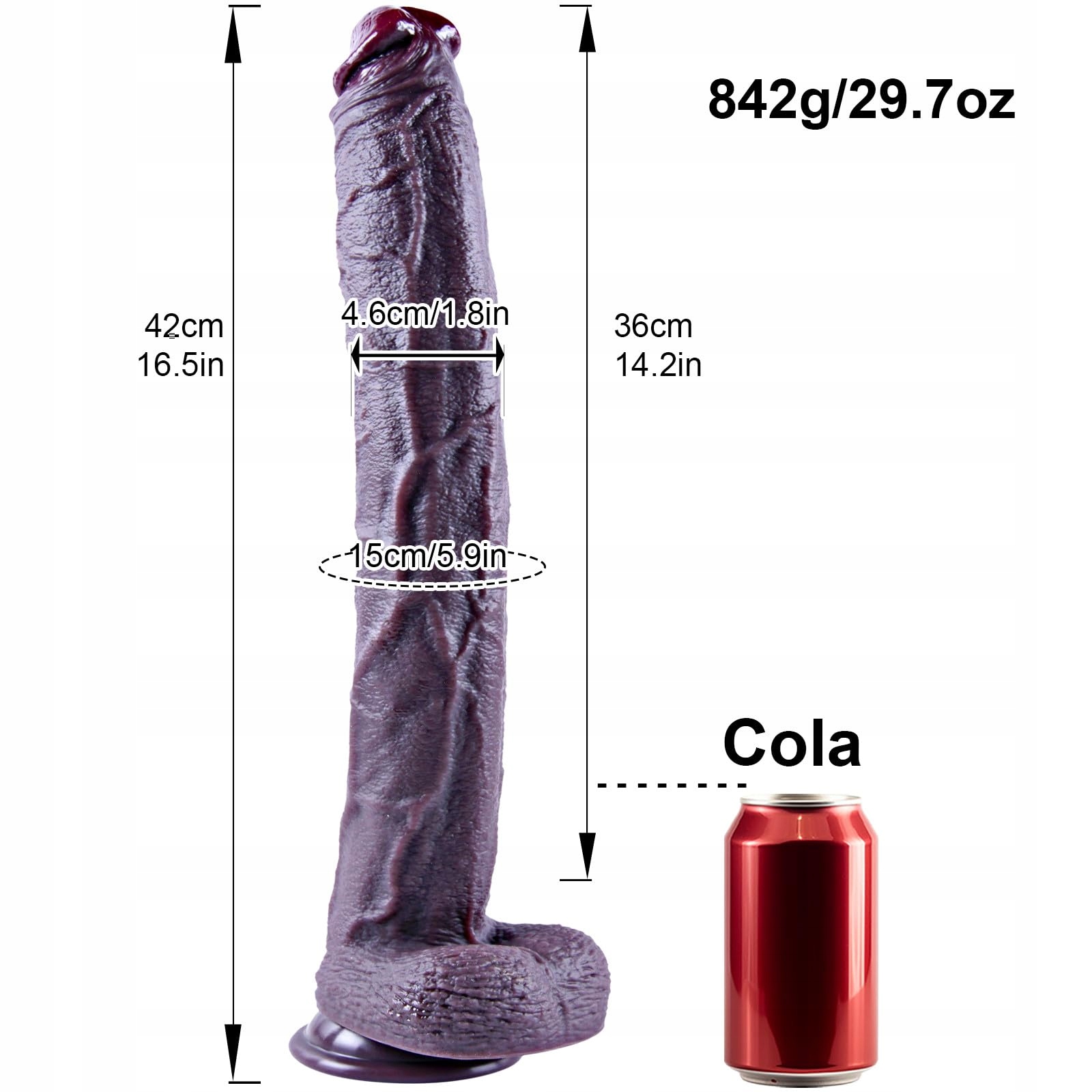 XXXL Realistyczny Czarny Dildo 42cm z Przyssawką dla Kobiet i Mężczyzn — miniatura 7