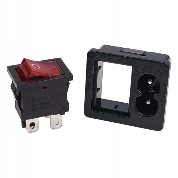 Gniazdo Zasilające AC IEC Wyłącznik Męskie Ósemka do Obudowy na Zatrzask Marka ABC