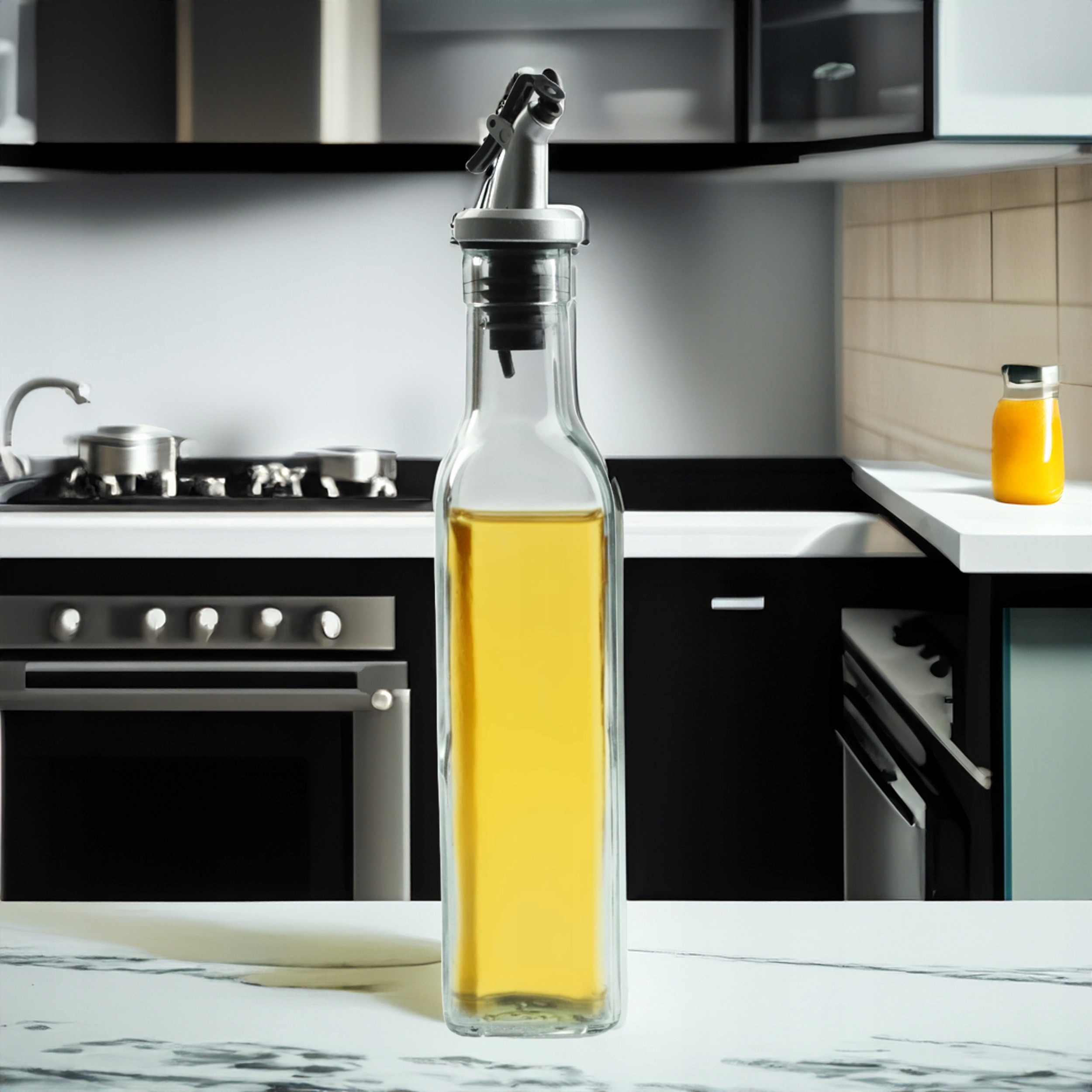 SZKLANA BUTELKA NA OLEJ OCET 250ML Z DOZOWNIKIEM DO KUCHNI