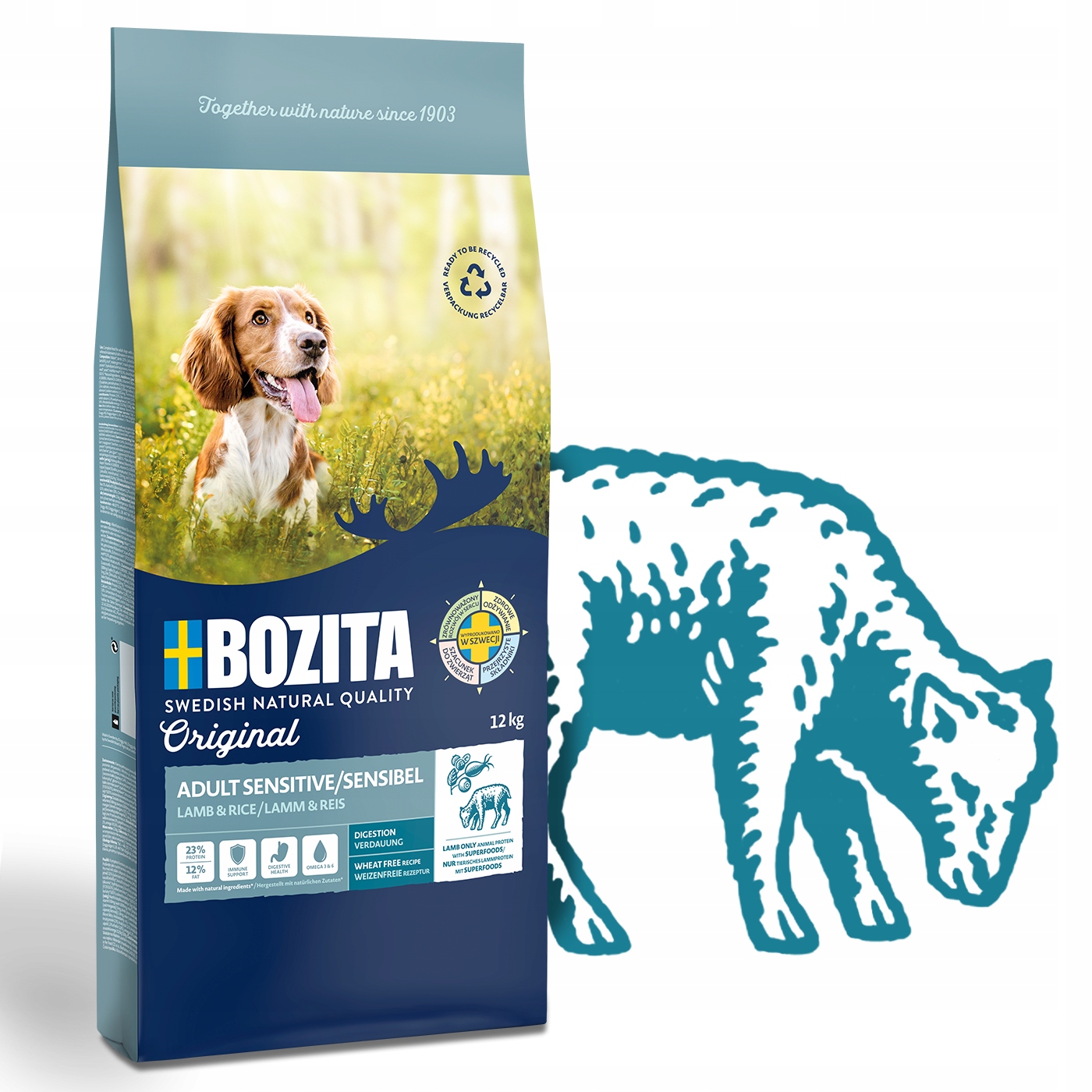 Bozita Sucha Karma Dla Psów Wrażliwy Żołądek Jagnięcina Bez Zbóż 12 kg