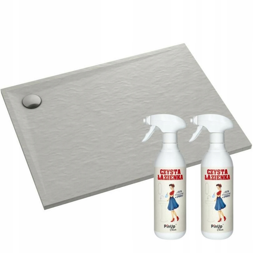 Brodzik prysznicowy niski cementowy szary 90x120c pianka czyszcząca PinUp