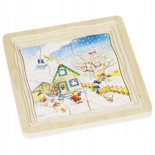 

Zabawka drewniana Goki Pory Roku Puzzle warstwowe