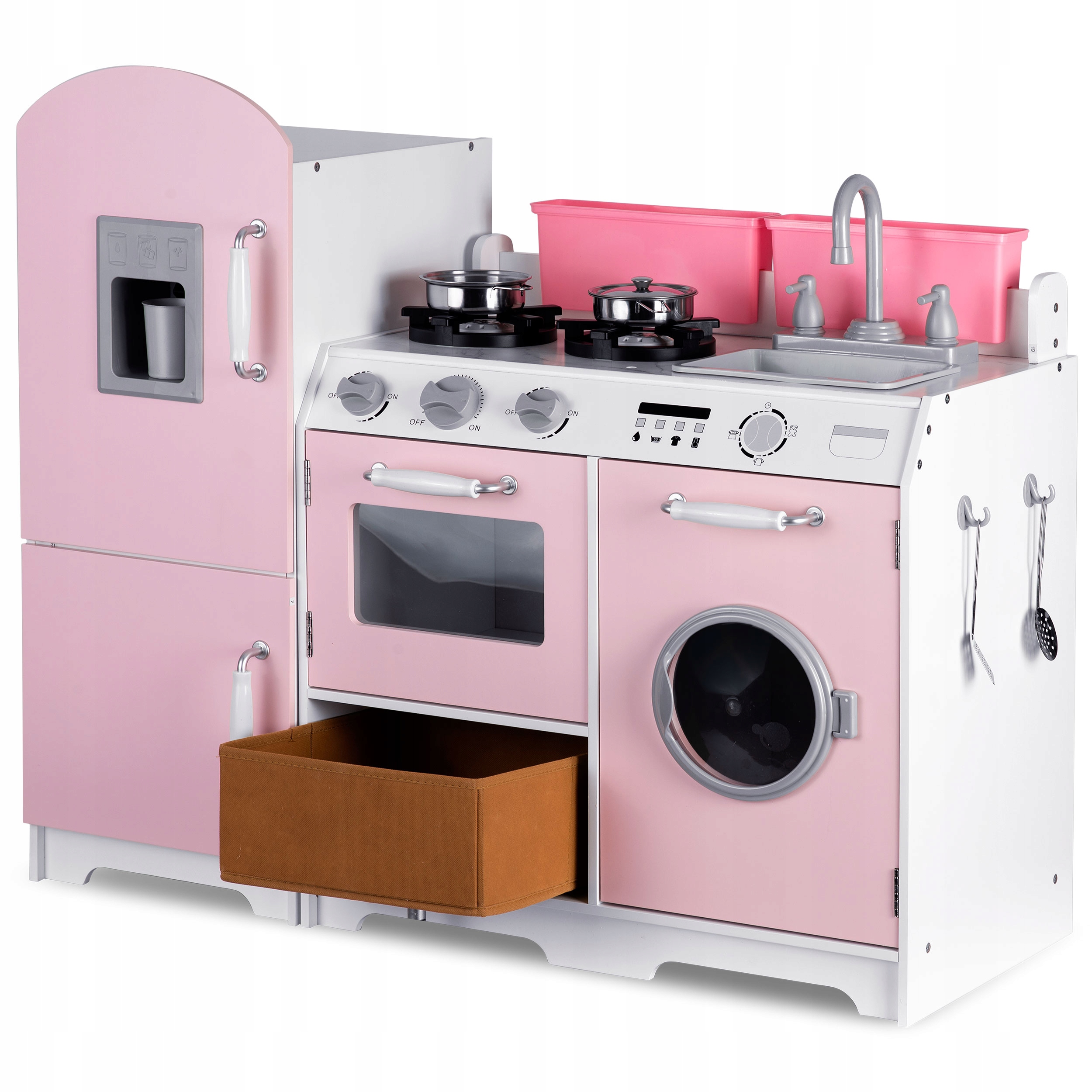 DREWNIANA KUCHNIA DLA DZIECI DUŻA GARNKI LED Marka RicoKids