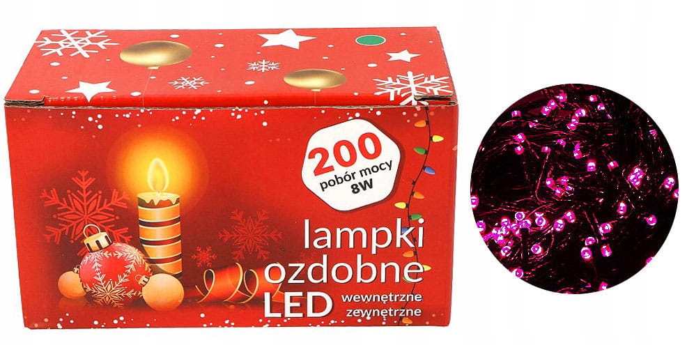 LAMPKI CHOINKOWE MOCNE 200 LED RÓŻOWY PROGRAMATOR Stan opakowania oryginalne