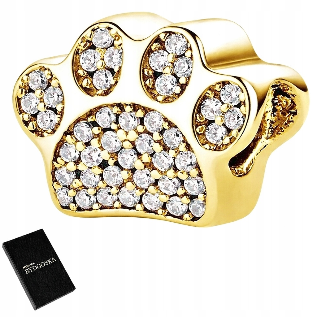 Charms stříbrný tlapka pejsek korálek beads přívěsek pozlacený