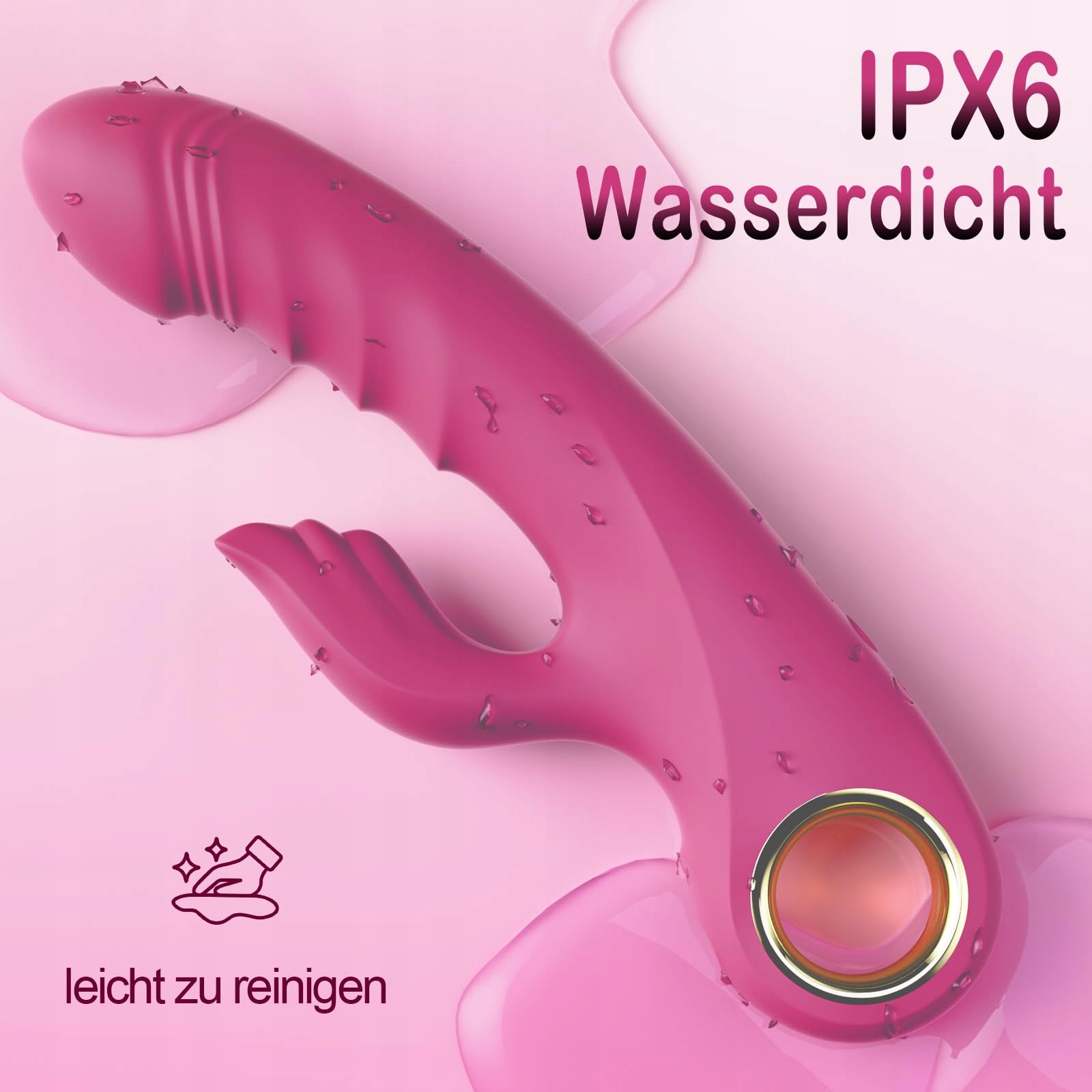 RABBIT Vibrator Dla Kobiet Z Funkcją Pchającą 10 Trybów Różowy — miniatura 5