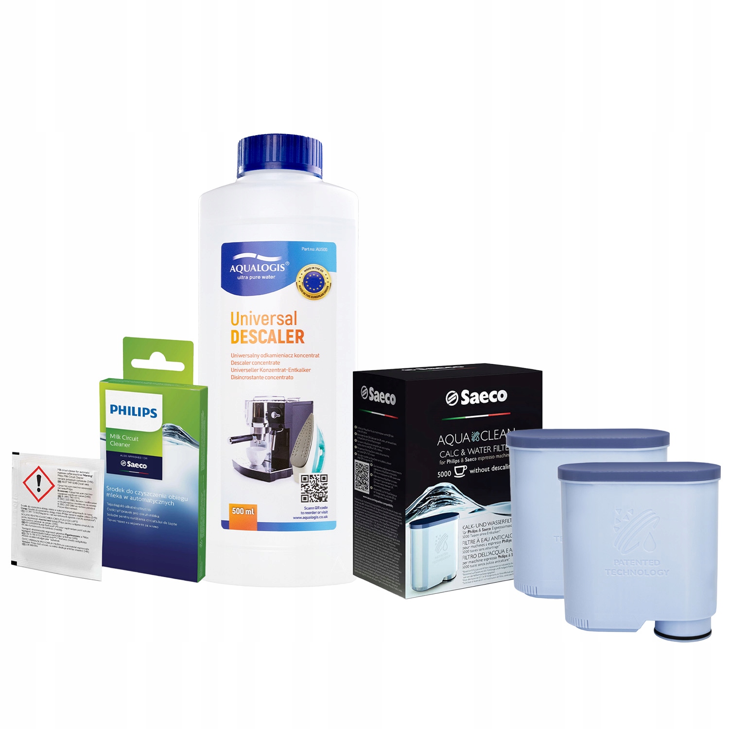 2x Filtr do kávovaru Saeco Aquaclean CA6903 Odvápňovač 500 ml Prášek