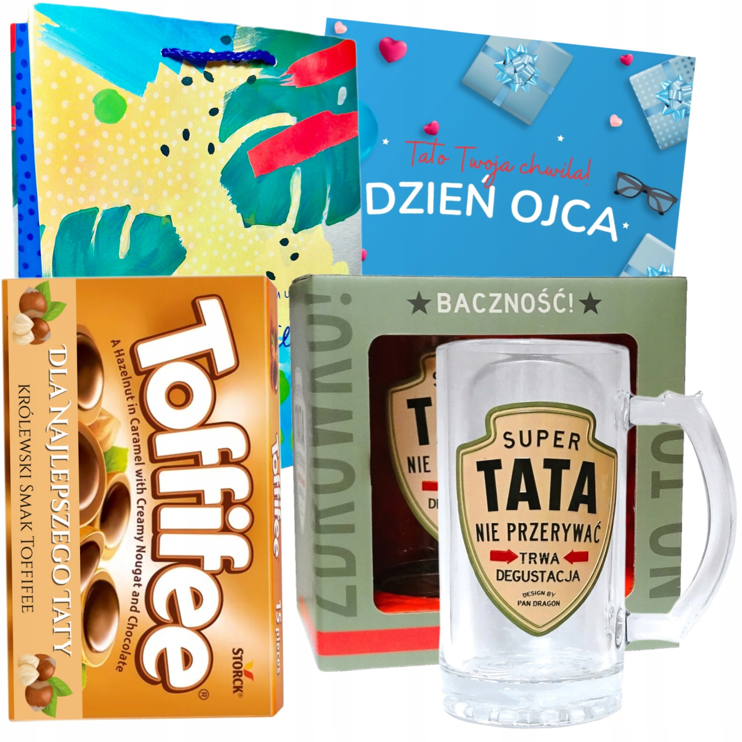 Dárek ke Dni otců pro tatínka Sada Pivní Sklenice na pivo Sladkosti Toffifee