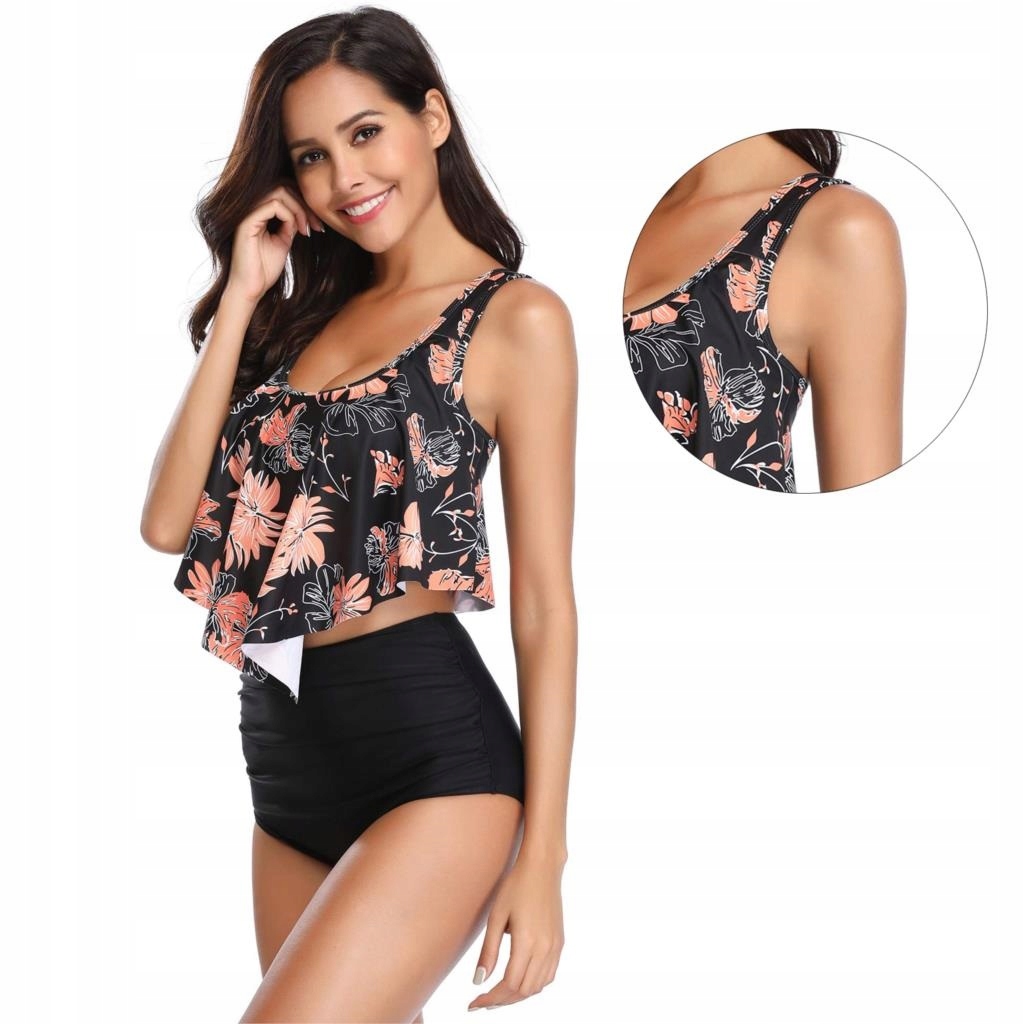 STRÓJ KĄPIELOWY BIKINI WYSOKI STAN BOHO 50 5XL Materiał dominujący poliester