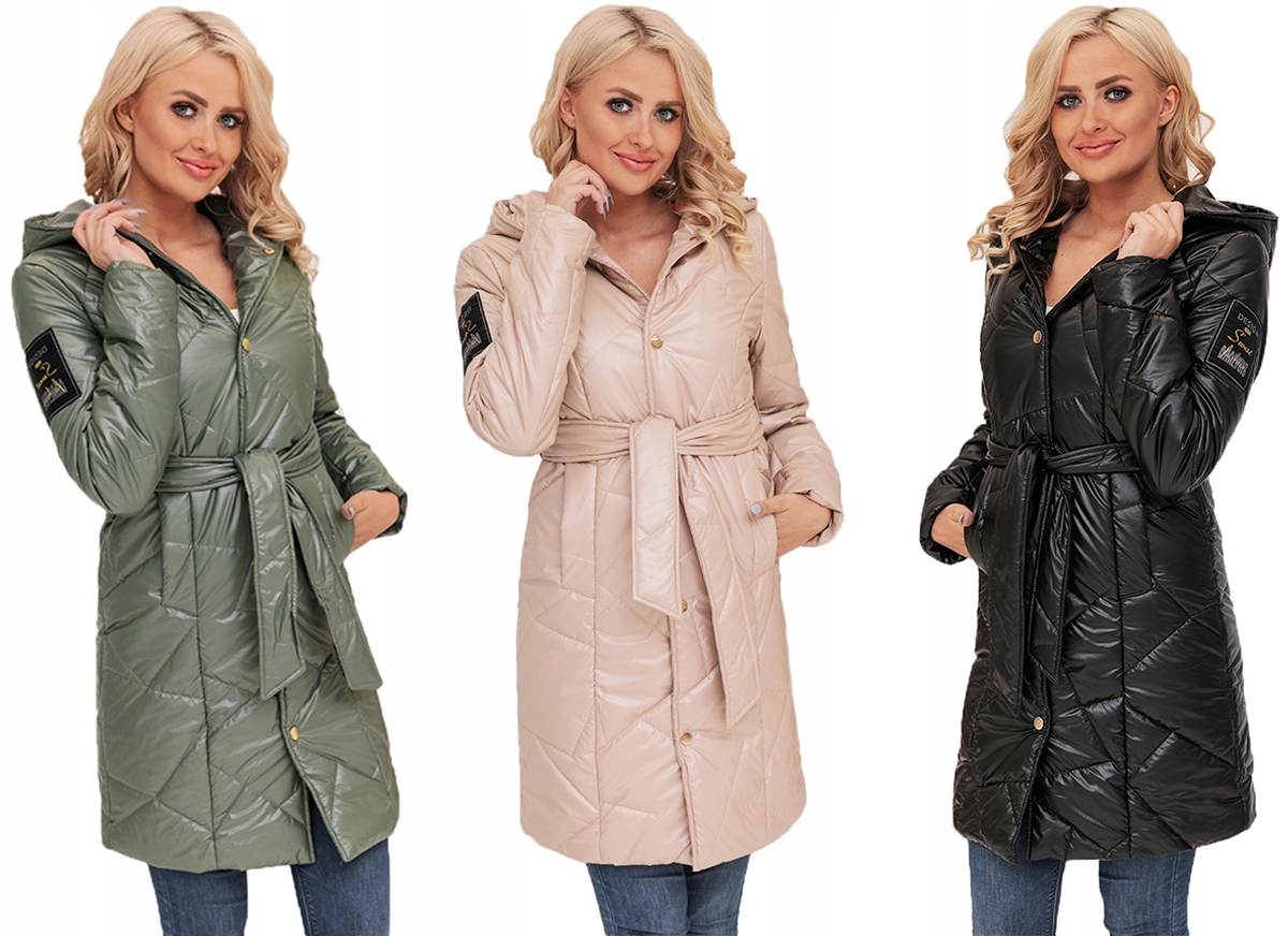 DŁUGI PIKOWANY PŁASZCZ Z PASKIEM PRZEJŚCIOWY XXL Marka Katmandi