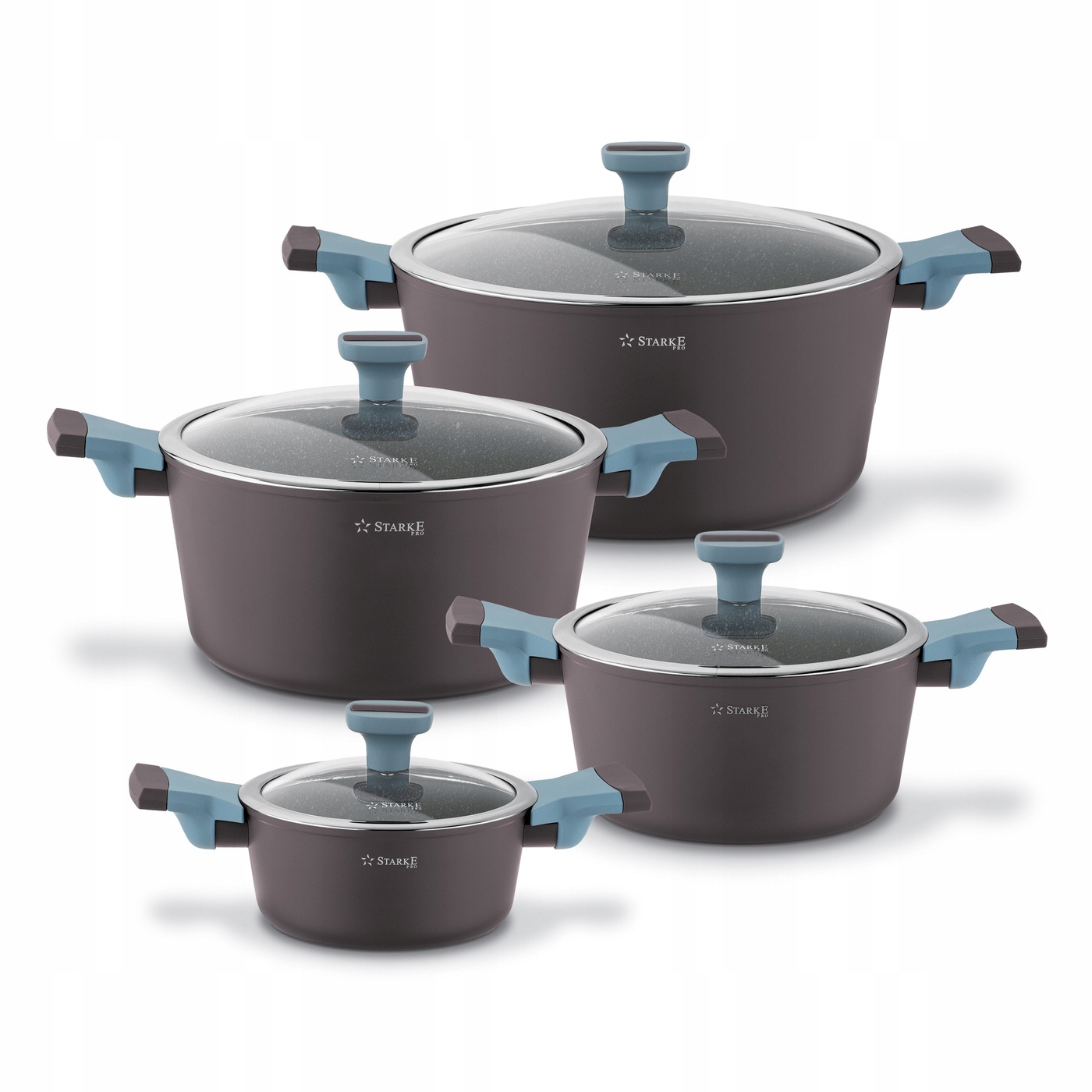 Súprava hrncov Starke Pro Luxury Grey II, hliníkové, 8 ks