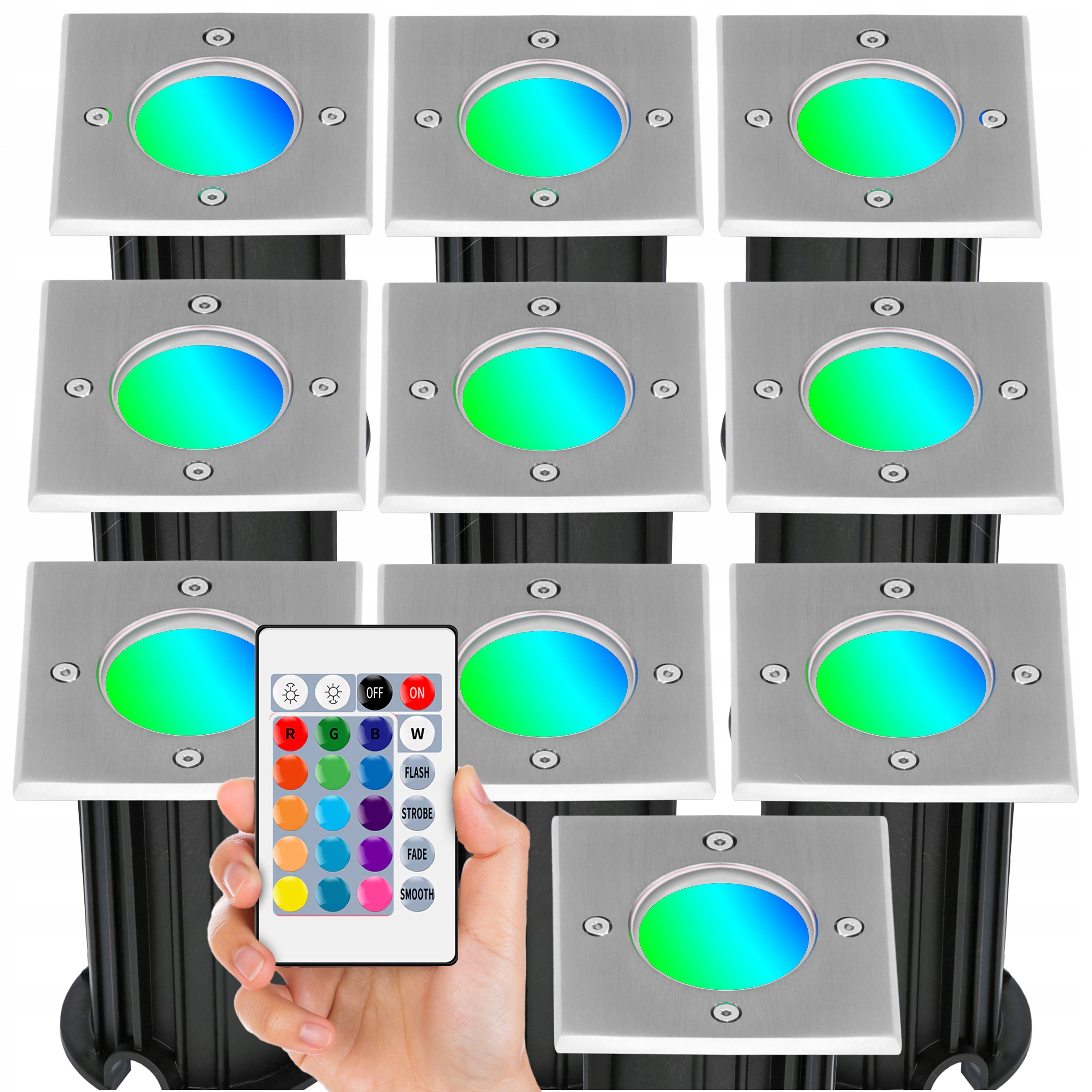 10x Oprawa Najazdowa Rgb Rgb Pilot GU10 IP65 230V Na Podjazd Oczko