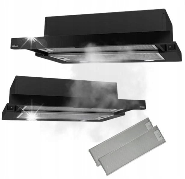 Okap kuchenny teleskopowy Maan Corona 2 G 50 cm Czarny Podszafkowy