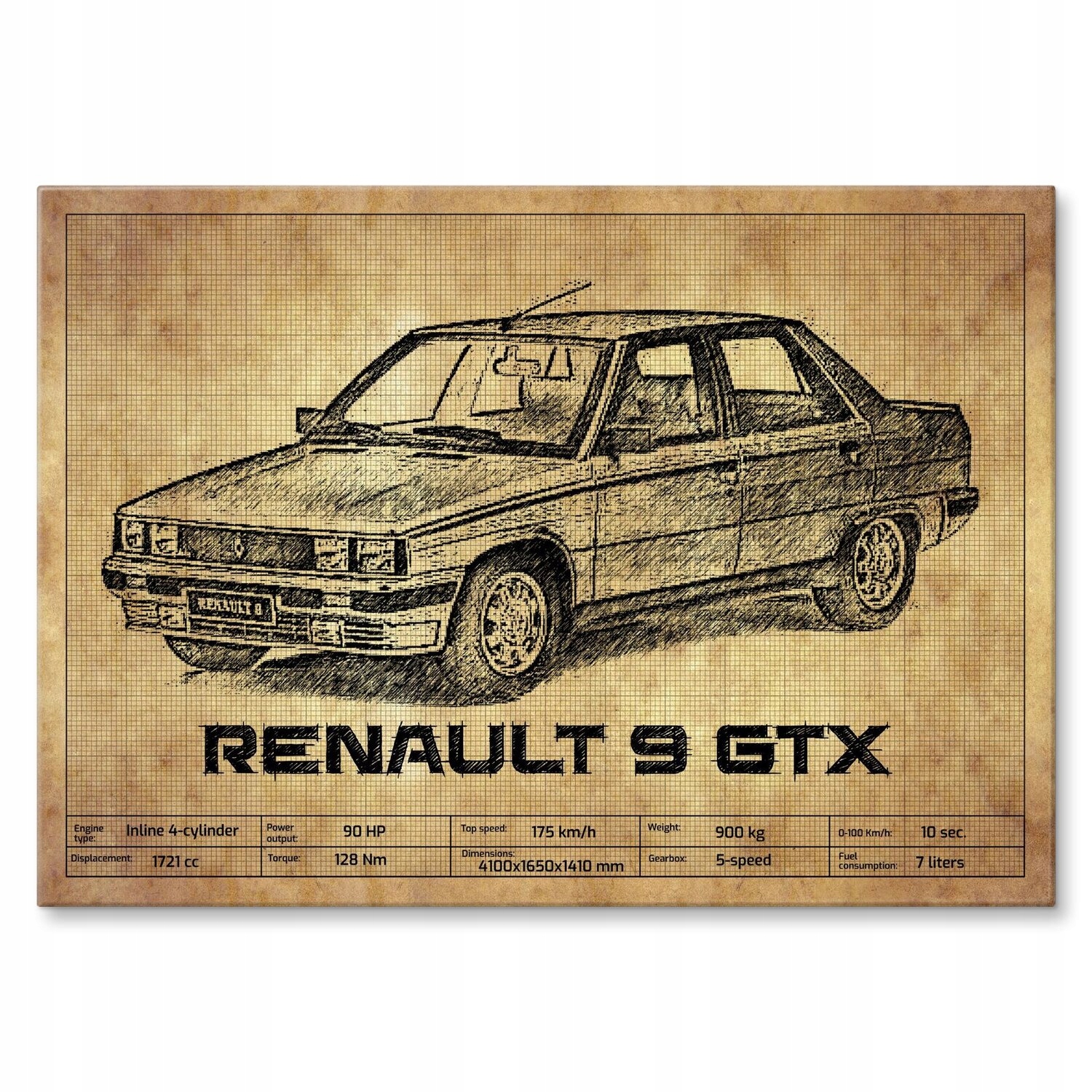 Kovový plakát Renault 9 Gtx Szyld Plech 30 x 42 cm Dárek