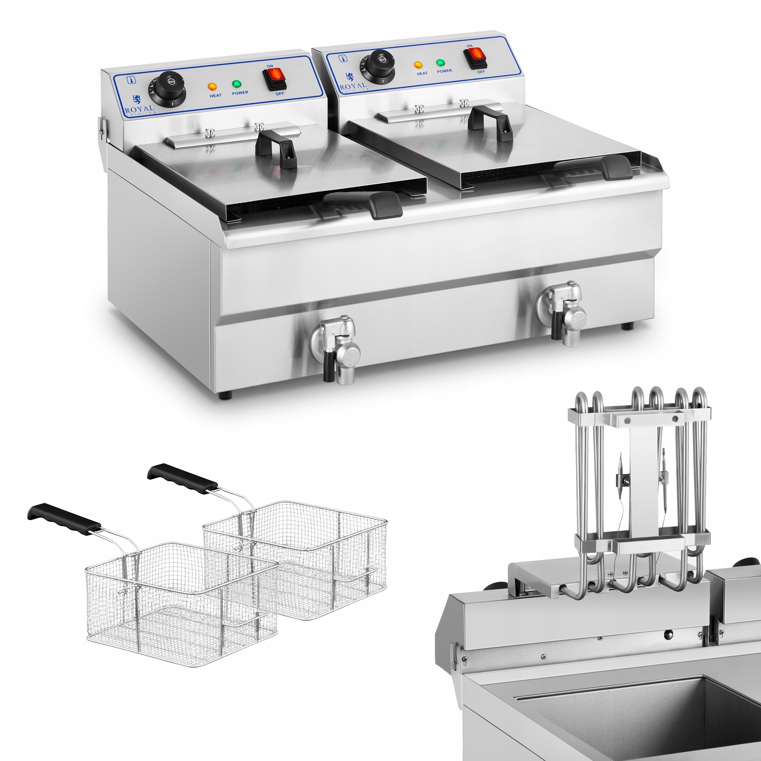 Dvoukomorová fritéza Royal Catering RCSF-16DTH 16 l 6000 W