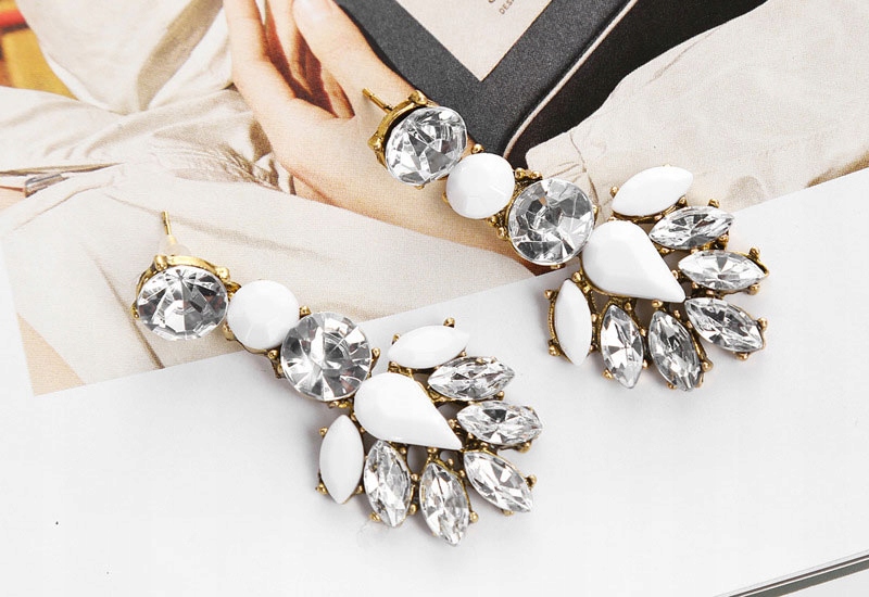 KOLCZYKI ŚLUBNE CRYSTAL CLASSIC BIAŁE Materiał Inny