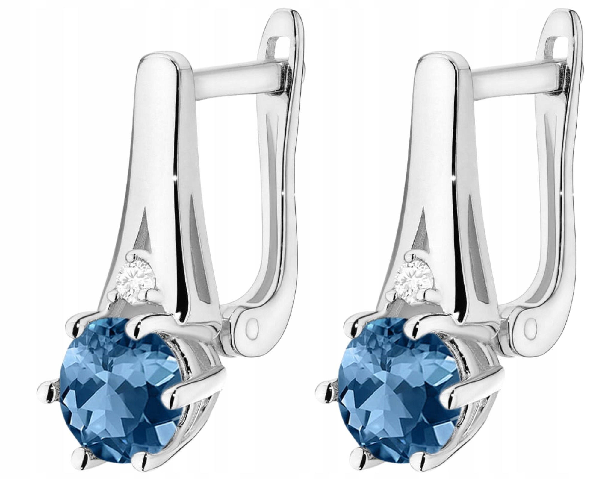 Bílé Zlato Náušnice Topaz London Blue Anglické Zlato 585 14K Jako Dárek