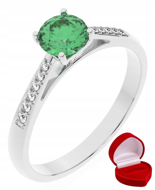 Zlatý Prstýnek 585 14k Smaragd 0,50 ct Bílé Zlato R23
